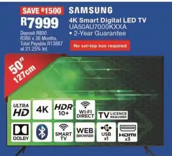 OK Furniture Samsung 4k smart digital led tv ua50au7000kxxa offer