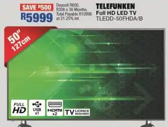 OK Furniture Telefunken full hd led tv tledd-50fhda/b offer