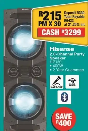 OK Furniture Hisense 2.2 channel party speaker hp130 offer
