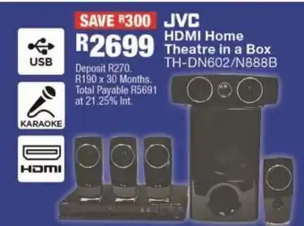 OK Furniture Jvc hdmi home theatre in a box th-dn602/n888b offer