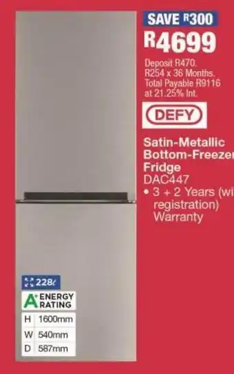 OK Furniture Satin metallic bottom freezer fridge dac447 offer