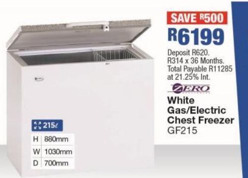 OK Furniture White gas/electric chest freezer gf215 offer