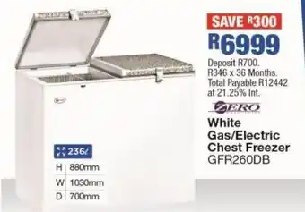 OK Furniture White gas/electric chest freezer grf260db offer