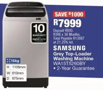OK Furniture Samsung grey top loader washing machine wa15t5260by offer