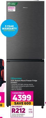 Game Hisense 223Ltr Bottom Mount Freezer Fridge H310BIT offer