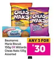 Game Baumanns Marie Biscuit 150g Or Willards Cheas Naks 135g Assorted-For Any 3 offer