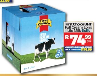 Take 'n Pay First Choice UHT Full Cream Long Life Milk 6x1lt offer