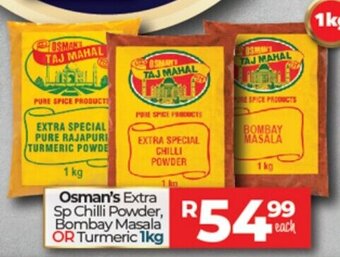 Osman's Extra Sp Chilli Powder, Bombay Masala or Turmeric 1kg