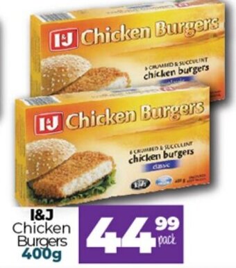 Take 'n Pay I&J Chicken Burgers 400g offer