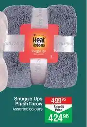 Dis-Chem Heat Holders Snuggle Ups Plush Throw Assorted Colours offer