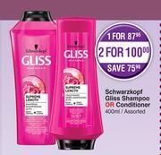 Schwarzkopf Gliss Shampoo Or Conditioner Assorted-400ml