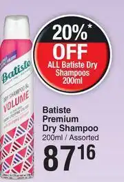 Dis-Chem Batiste Premium Dry Shampoo Assorted-200ml offer