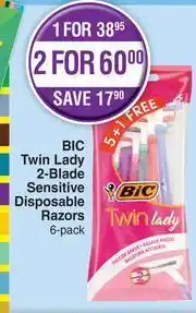 Dis-Chem BIC Twin Lady 2-Blade Sensitive Disposable Razors 6 Pack-For 1 offer
