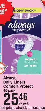 Dis-Chem Always Daily Liners Comfort Protect 40 Pack-Per Pack offer