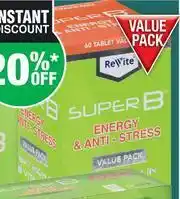 Dis-Chem ReVite Super B Energy & Anti Stress Fizzy-10 Effervescent Tablets offer