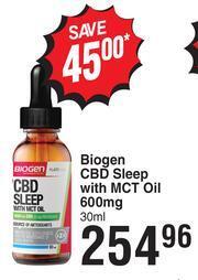 Dis-Chem Biogen CBD Sleep With MCT Oil 600mg-30ml offer