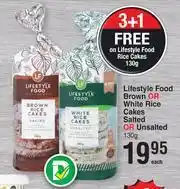 Dis-Chem Lifestyle Food Brown Or White Rice Cakes Salted & Unsalted-130g Each offer