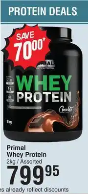 Dis-Chem Primal Whey Protein Assorted-2Kg offer