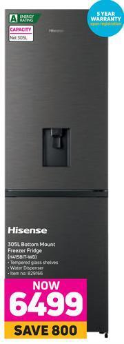 Game Hisense 305Ltr Bottom Mount Freezer Fridge H415BIT-WD offer