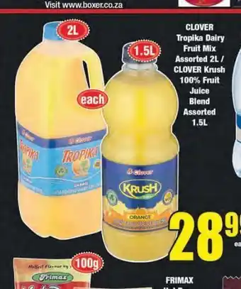 Clover fruit mix, clover frush fruit juice