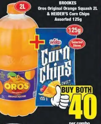 Boxer Brookes oros orange squash & heider's corn chips offer