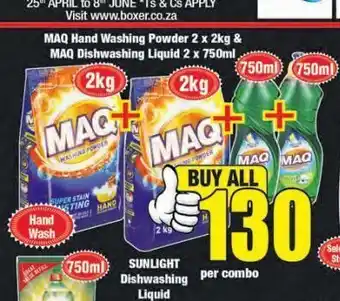 Boxer Maq hand washing powder & maq dishwashing liquid offer