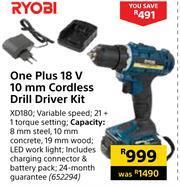 Ryobi One Plus 18V 10mm Cordless Drill 