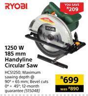 Ryobi 1250W 185mm Handyline Circular Saw HCS1250 offer at Builders