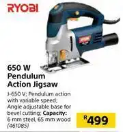 Builders Warehouse Ryobi 650W Pendulum Action Jigsaw J-650V offer