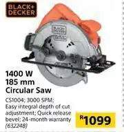 Builders Warehouse Black+Decker 140W 185mm Circular Saw CS1004 offer