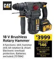 Builders Warehouse Cat 18V Brushless Rotary Hammer offer