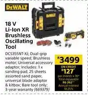 Builders Warehouse Dewalt 18V Li-Ion XR Brushless Oscillating Tool DCS355NT-XJ offer