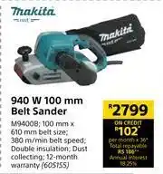 Builders Warehouse Makita 940W 100mm Belt Sander M9400B offer