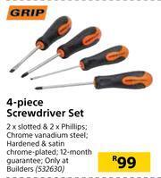 Builders Warehouse Grip 4 Piece Screwdriver Set offer