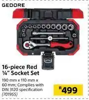Builders Warehouse Gedore 16 Piece Red 1/4" Socket Set offer