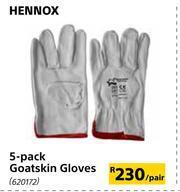 Builders Warehouse Hennox 5 Pack Goatskin Gloves-Per Pair offer
