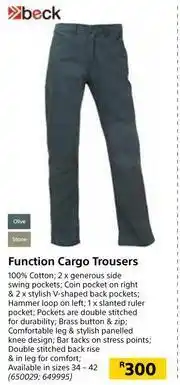 Builders Warehouse Beck Function Cargo Trousers offer