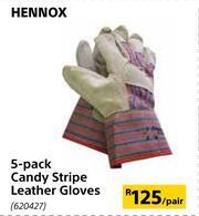 Builders Warehouse Hennox 5 Pack Candy Stripe Leather Gloves-Per Pair offer