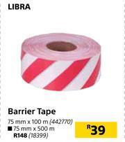 Builders Warehouse Libra Barrier Tape 75mm x 100m offer