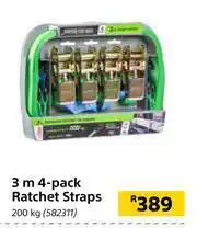 Builders Warehouse 3m 4 Pack Ratchet Straps-200Kg offer