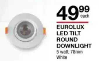 Eurolux LED Tilt Round Downlight 5 Watt, 78mm White