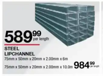 Build It Steel LipChannel 75mm x 50mm x 20mm x 2.00mm x 6m offer