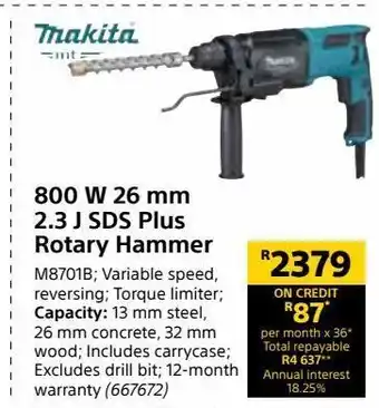 800 w 26 mm 2.3 j sds plus rotary hammer