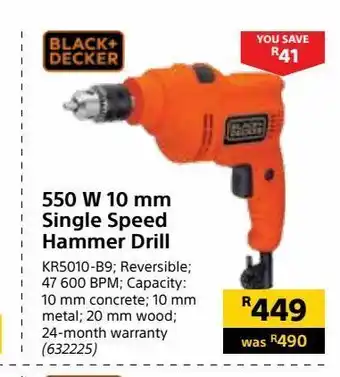 Builders Trade Depot 550 w 10 mm single speed hammer drill offer