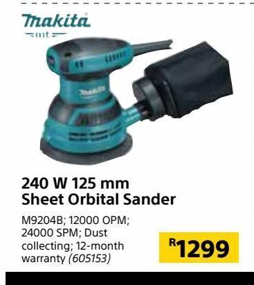 240 w 125 mm sheet orbital sander offer 
