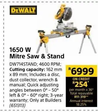 Builders Trade Depot 1650 w mitre saw & stand offer