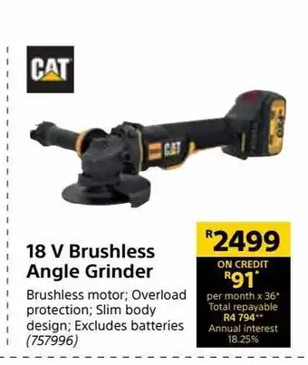 18 v brushless angle grinder