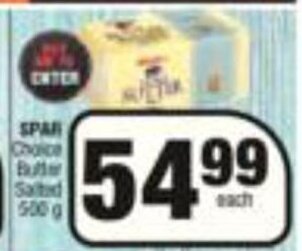 Spar SPAR Choice Butter Salted 500g offer