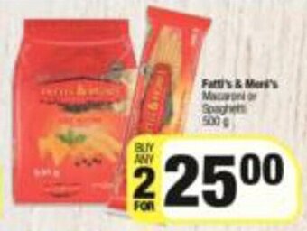 Spar Fatti's & Moni's Macaroni or Spaghetti 500g offer