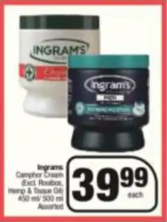 Spar Ingrams Camphor Cream 450ml / 500 ml Assorted offer